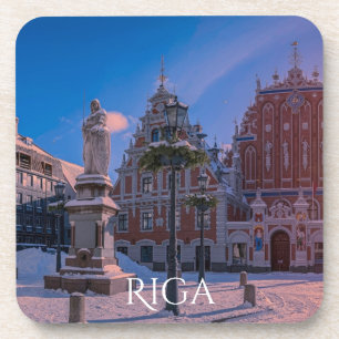 Riga Rathausplatz im Winter Untersetzer