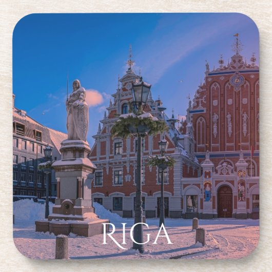 Riga Rathausplatz im Winter Untersetzer (Vorderseite)