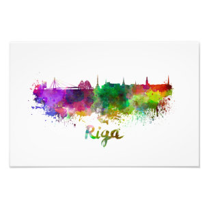 Riga skyline im Watercolor Fotodruck