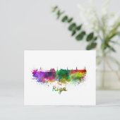 Riga skyline im Watercolor Postkarte (Stehend Vorderseite)