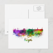 Riga skyline im Watercolor Postkarte (Vorne/Hinten)