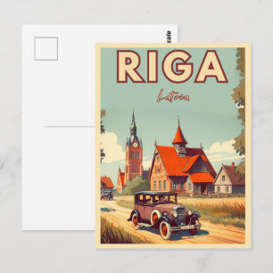 Riga Stadt, Lettland baltische Kultur Vintage-Gesc Postkarte