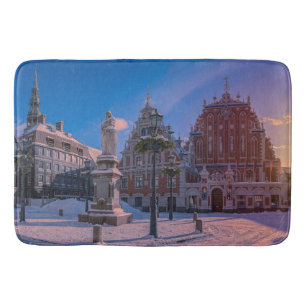 Riga Town Hall Platz im Winter Badematte