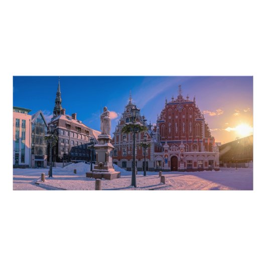 Riga Town Hall Platz im Winter Fotodruck (Vorne)