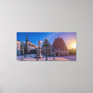 Riga Town Hall Platz im Winter Leinwanddruck