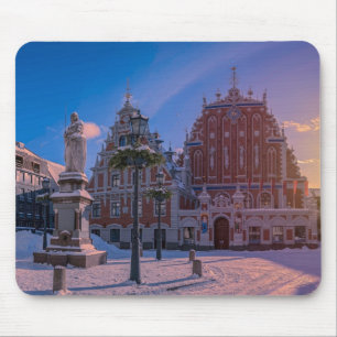 Riga Town Hall Platz im Winter Mousepad
