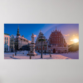 Riga Town Hall Platz im Winter Poster
