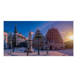 Riga Town Hall Platz im Winter Poster