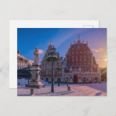Riga Town Hall Platz im Winter Postkarte (Vorne/Hinten)