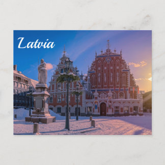 Riga Town Hall Platz im Winter Postkarte