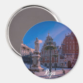 Riga Town Hall Platz im Winter Square Magnet (Vorderseite/Rückseite)