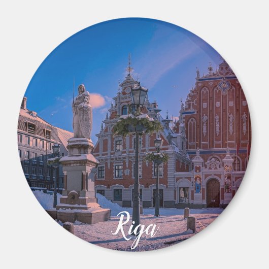 Riga Town Hall Platz im Winter Square Magnet (Vorne)