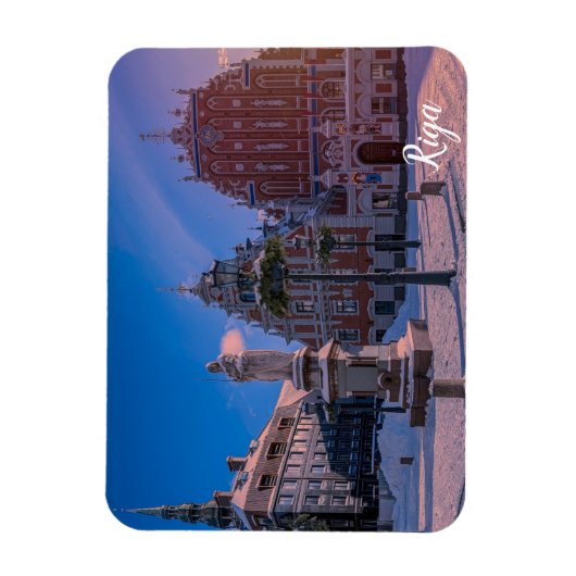 Riga Town Hall Platz im Winter Square Magnet (Vertikal)