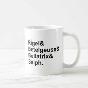 Rigel Betelgeuse Bellatrix Saiph   Sterne von Orio Kaffeetasse