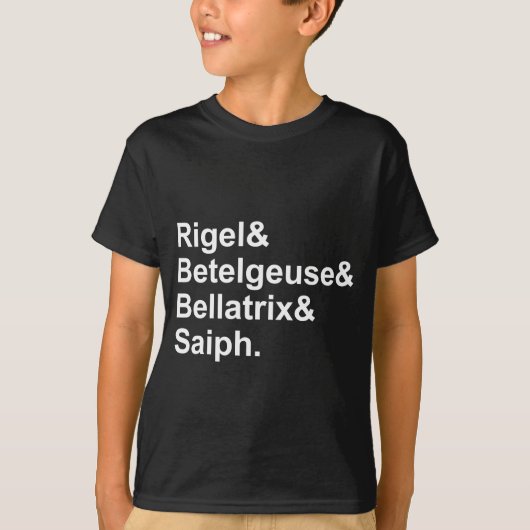 Rigel Betelgeuse Bellatrix Saiph | Sterne von Orio T-Shirt (Vorderseite)