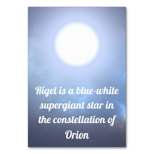 Rigel Tischnummer (Rückseite)