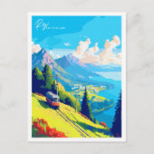Rigi Schweiz Vintage Reise Illustration Postkarte (Vorderseite)