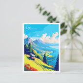 Rigi Schweiz Vintage Reise Illustration Postkarte (Stehend Vorderseite)