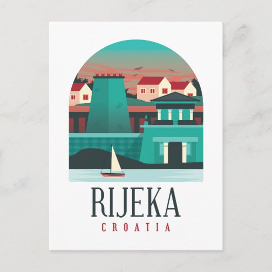 Rijeka Croatia Vintage Travel Magnet Postkarte (Vorderseite)
