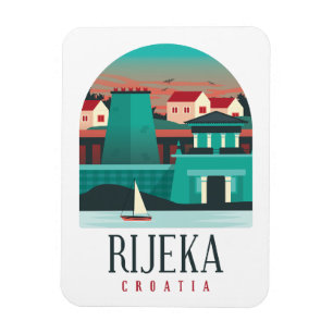 Rijeka Kroatien Vintage Minimal Foto Magnet