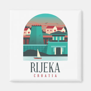 Rijeka Kroatien Vintage Minimal Magnet
