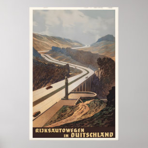 Rijksautowegen in Deutschland Vintage-Reiseposter Poster