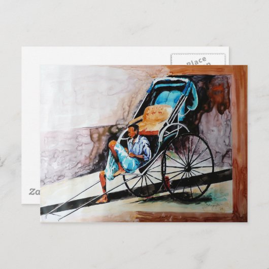 Rikshaw Puller Postkarte (Vorne/Hinten)