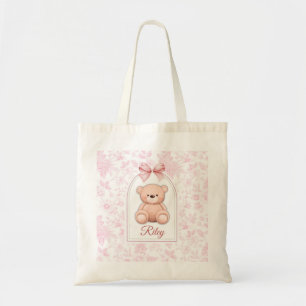 Riley Benutzerdefiniertes rosa Teddy-Bär-Kinderz Tragetasche