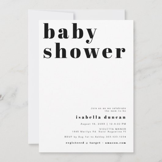 RILEY Bold Bohemisch Retro Foto Baby Dusche Einladung (Vorderseite)