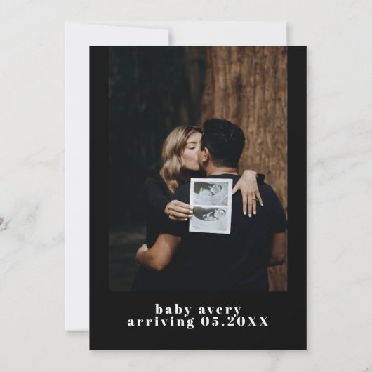 RILEY Bold Bohemisch Retro Foto Baby Dusche Einladung (Rückseite)