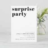 RILEY Bold Contemporary Surprise Birthday Party Einladung (Stehend Vorderseite)