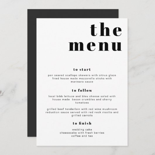 RILEY Bold Modern Retro Let's Eat Menu Card Menükarte (Vorne/Hinten)