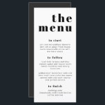 RILEY Bold Modern Retro Long Let's Eat Menu Card Menükarte<br><div class="desc">Dieses Menü bietet einen feinen Serif-Schriftart und ein modernes minimalistisches Design. Verwenden Sie diese Vorlage, um die Schriftartes, die Schriftart- und Hintergrundfarbe an Ihre Bedürfnisse anzupassen.Dieses Menü ist die perfekte Ergänzung zu Ihrer einfachen zeitgenössischen, Retro- oder Böhmerdusche, Brautparty, Hochzeit, Ruhestand oder anderen Veranstaltungen! Dieses Tischmenü bietet eine einfache Farbkombination aus...</div>
