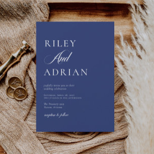 RILEY Cobalt Blue Wedding Einladung
