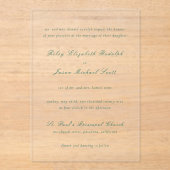 Riley Emerald Green Elegant Wedding Acryleinladungen (Vorderseite)