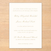 Riley Ivory and Gold Elegante Wedding Acryleinladungen (Vorderseite)