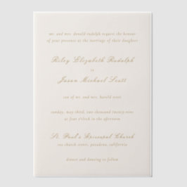 Riley Ivory and Gold Elegante Wedding Pergament Einladungen