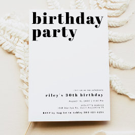 RILEY Modern Bold Contemporary Birthday Party Einladung