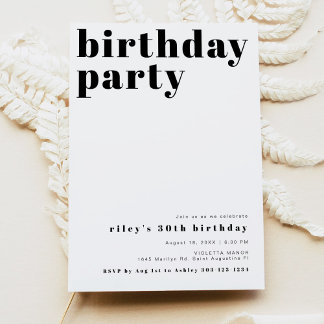 RILEY Modern Bold Contemporary Birthday Party Einladung