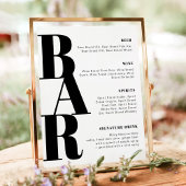 RILEY Modern Bold Wedding Bar Menu Poster