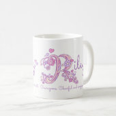 Riley Name bedeutet Herz-Blume-R-Monogramm-Tasse Kaffeetasse (VorderseiteRechts)