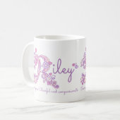 Riley Name bedeutet Herz-Blume-R-Monogramm-Tasse Kaffeetasse (Vorderseite Links)
