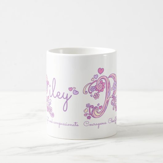 Riley Name bedeutet Herz-Blume-R-Monogramm-Tasse Kaffeetasse (Mittel)