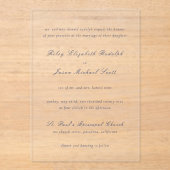 Riley Navy Blue Elegant Wedding Acryleinladungen (Vorderseite)