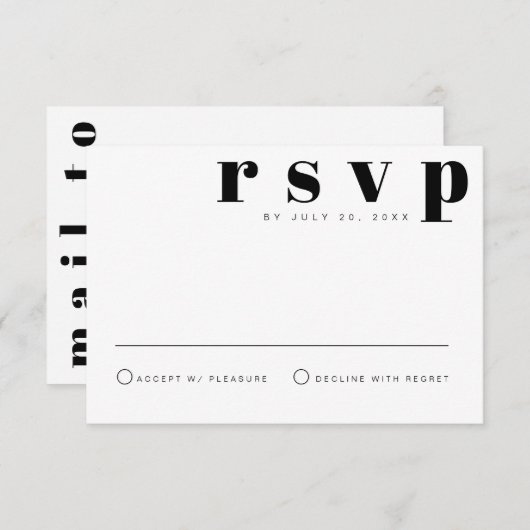 RILEY Retro Bold Modern Postcard RSVP Card Einladung (Vorne/Hinten)