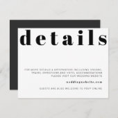 RILEY Retro Bold Modern Wedding Details Card Einladung (Vorne/Hinten)