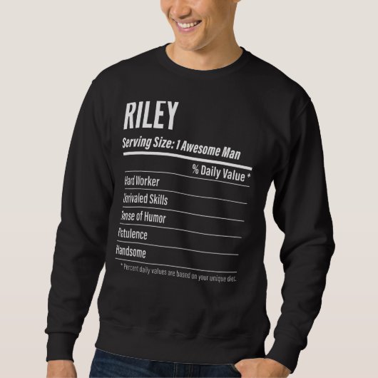 Riley Serving Size Nutrition Label Kalorien Sweatshirt (Vorderseite)