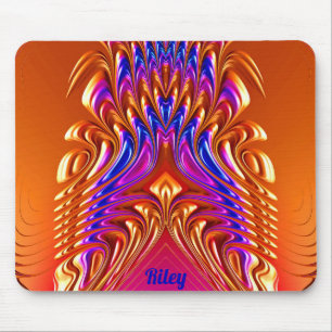 RILEY ~ Zany Hot Orange, Blau, Lila und Rosa Mousepad