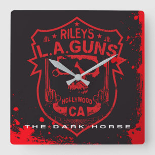 Rileys L.A.GUNS Red & Black Marble Vinyl Art Quadratische Wanduhr