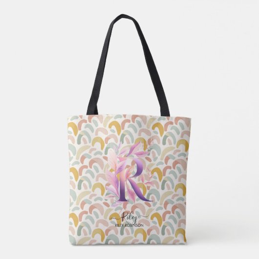 Rileys Radiant Rainbows - Boho Floral Monogram R Tasche (Rückseite)